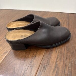 Naot Leather Clogs Mule Shoes 37 6 Brown Slip On Comfort Minimalist Quiet Luxury